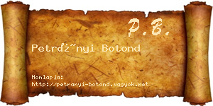 Petrányi Botond névjegykártya